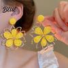 Long Earrings 1 Pair Women Drop Flower-Shaped Sweet Stud Delicate