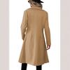Women's Casual And Stylish Long Color Wool Coat With Double-breasted Lapel