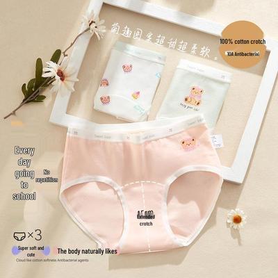 Girls' Pure Cotton Antibacterial Panties - Comfortable, Full Coverage, No Pinch Design for Big Girls