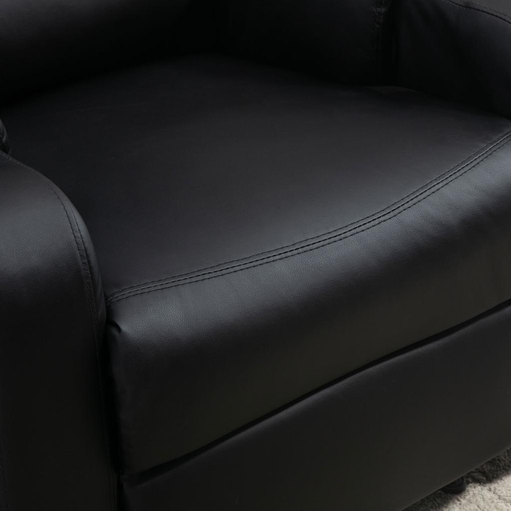 Reclining Relaxation Armchair with Adjustable Footrest, Synthetic Upholstery, Black