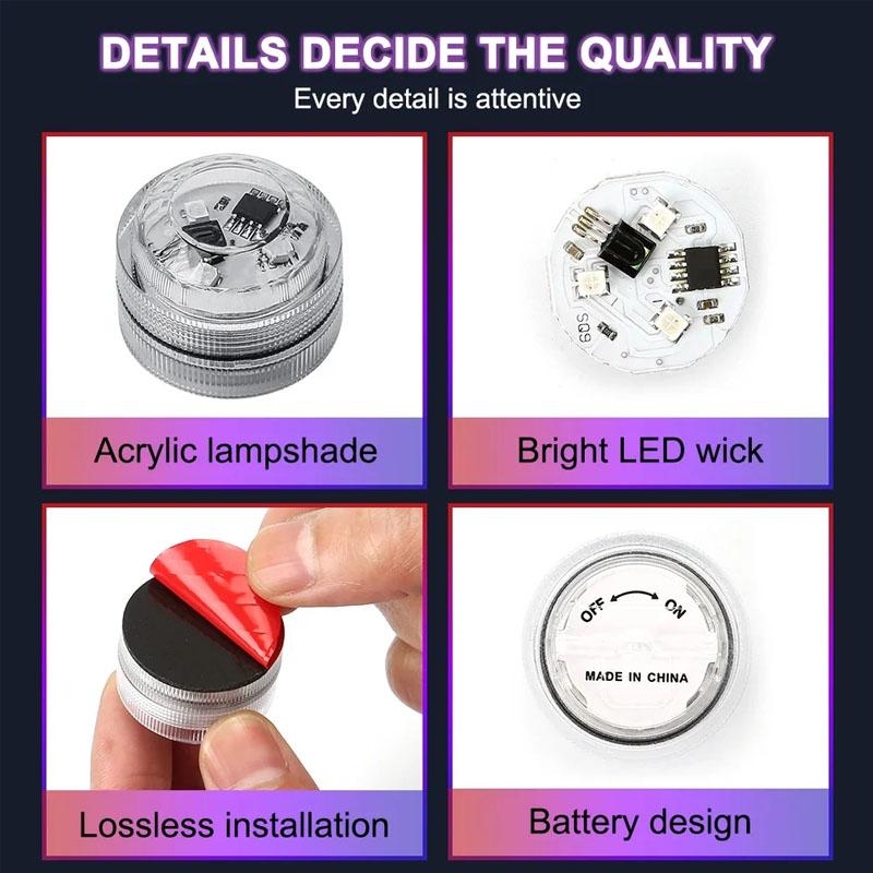 LED Car Interior Ambient Light Decoration Wireless Adhesive Bicycle Tail Light Auto Roof Atmosphere Lamp Diamond Diving Light Neon Lights 4