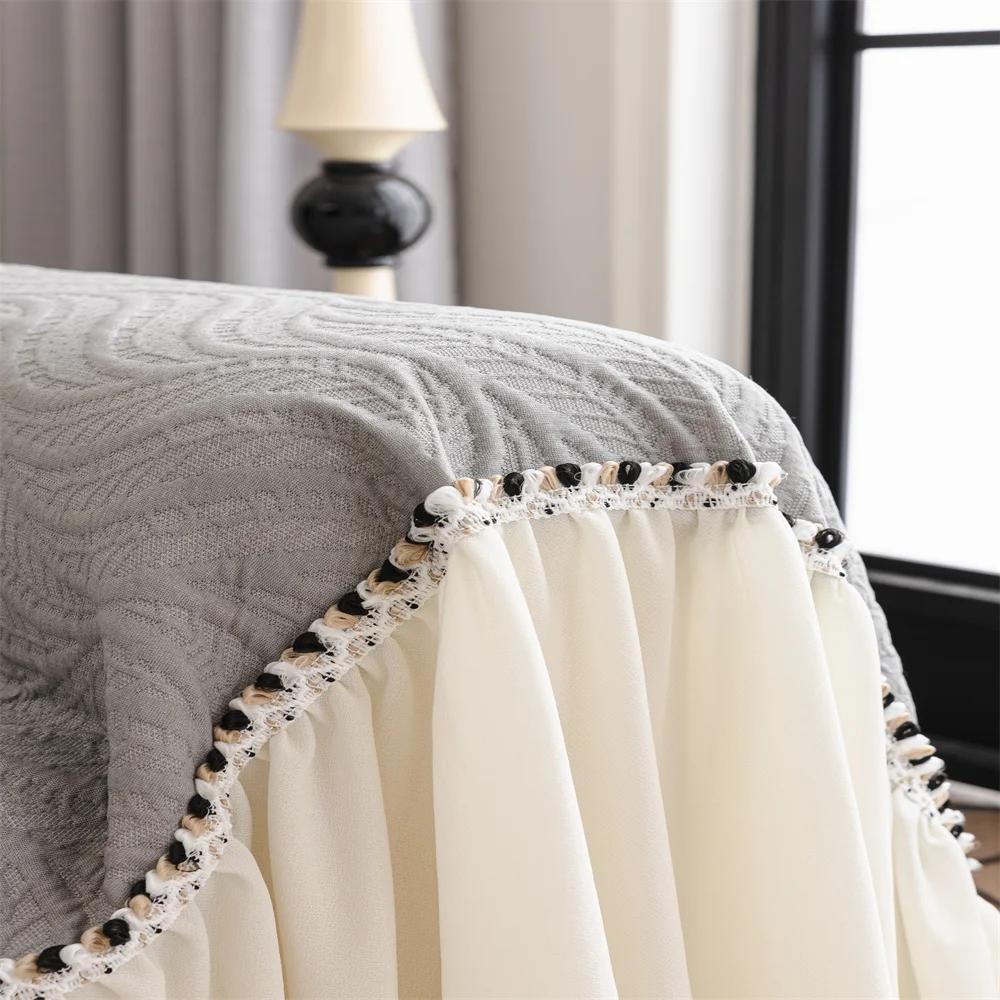 Sofa Cover with Skirt Design Anti-Slip Cat-Resistant Bubble Pattern Four Seasons Sofa Protector