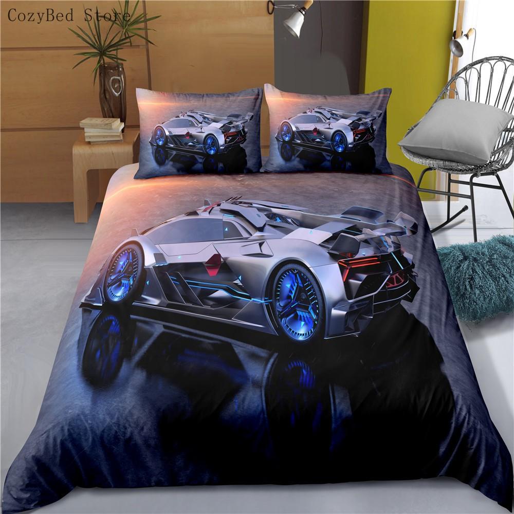 Racing Cars Bedding Set 3D Printed Duvet Cover Extreme Sports Home Decor Bedclothes For Adult Teen Boys Home Textiles