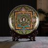 Chinese Jingdezhen Ceramic Plate+Base Set Decoration Items Home Living Room Furnishing Ornaments Office Desk Accessories Crafts