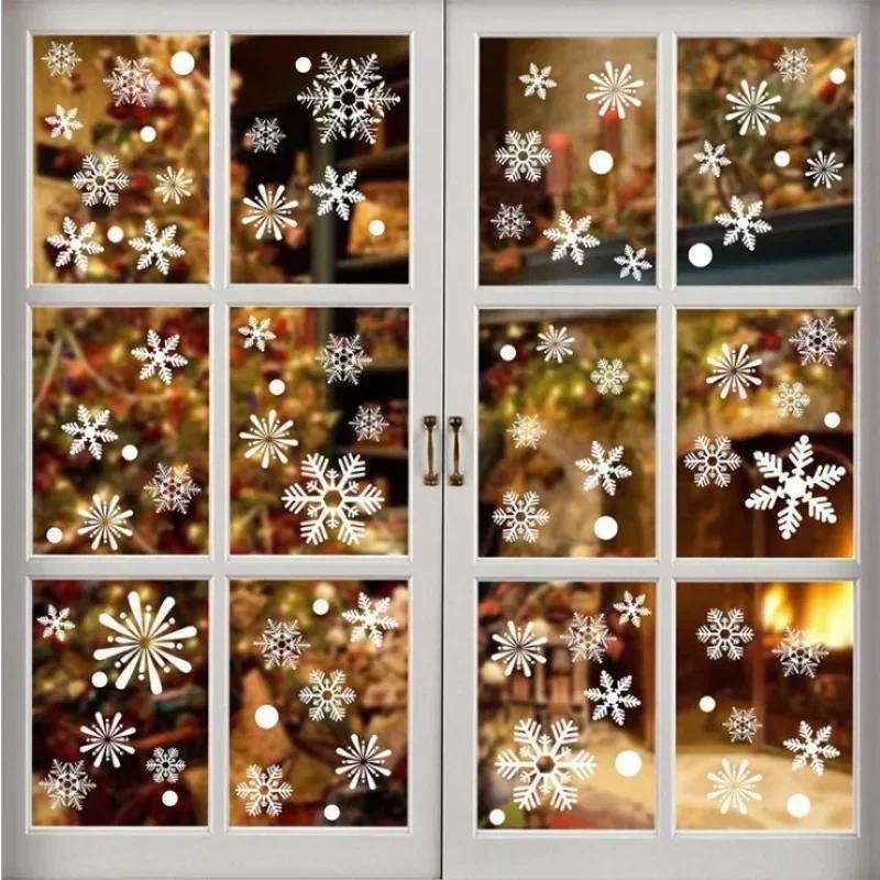 1 folha de adesivos de vidro estáticos de floco de neve, decoração de feliz Natal, decoração para casa, adesivos de janela de floco de neve, papel de parede de ano novo