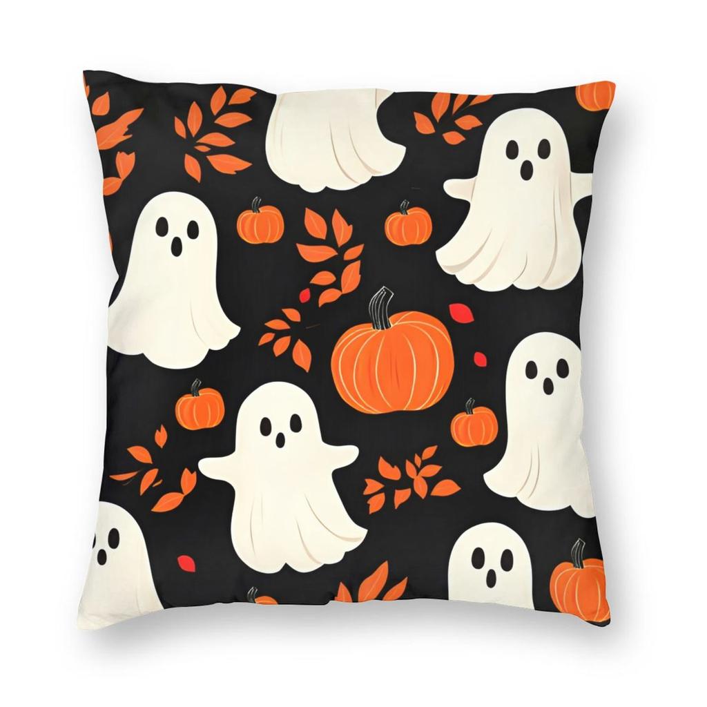 Halloween Cute Ghost Pumpkin Pillowcase Printed Fabric Cushion Cover Gift Throw Pillow Case Cover Home Zipper Cm
