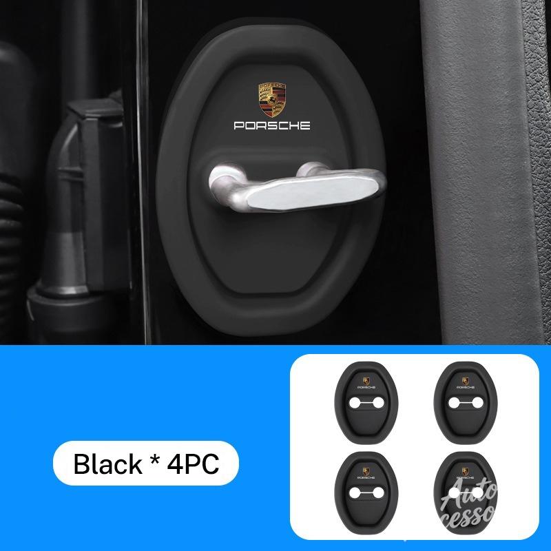 7x9cm Silikon Araba Kapı Kilidi Kapağı Tokası Paslanmaz Koruma Etiketi Porsche Cayenne Panamera Macan 911 Boxster Cayman 918 İçin