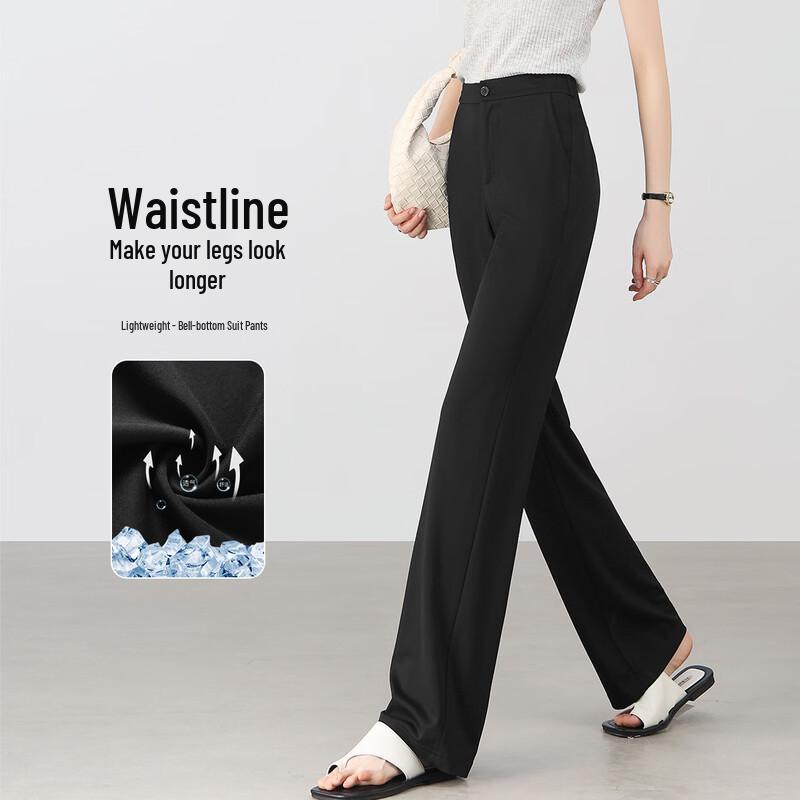 Women s High-Waist Commuter Micro-Flare Suit Pants L