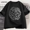 Floral Brain Anatomy T Shirt Mental Health T-Shirt Nurse Nursing School Tshirt Brain Flowers Printed Cotton Short Sleeve Tees