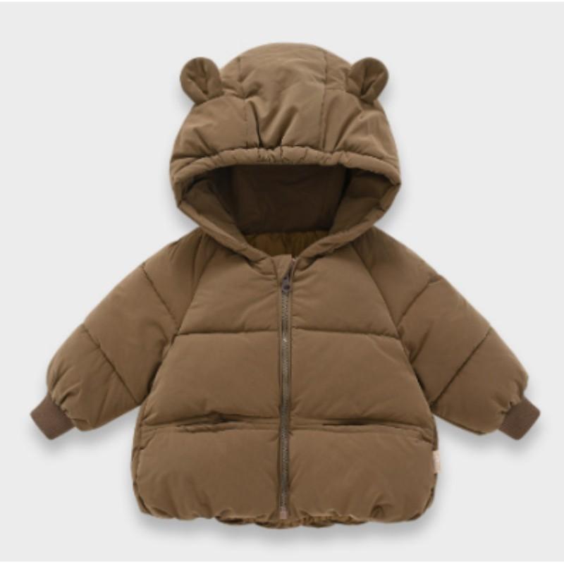 Jungen Mädchen Verdickte Jacke Baby Winter Warm Kapuzen-Oberbekleidung Kinder Einfarbig Lässige Kleidung