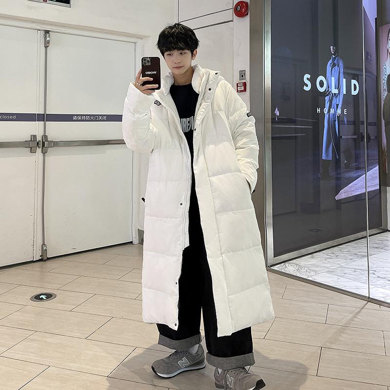 Long Down Jacket for Male and Female Couples, Same Style, Korean Long Over-the-knee Down Jacket, Thickened and Warm White Duck Down Jacket for Men