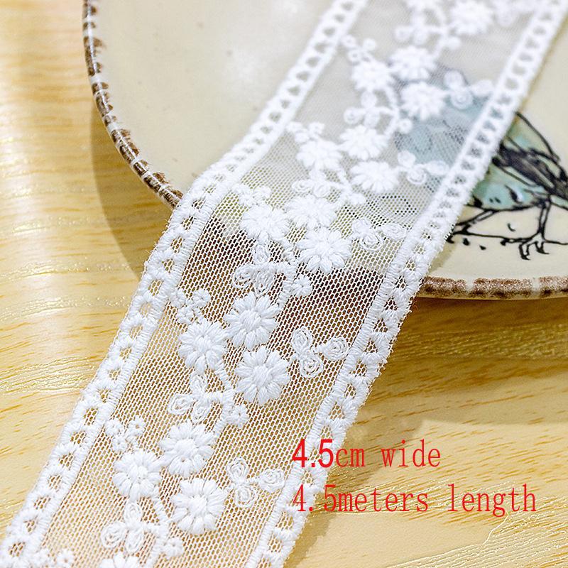

5 ярдов, ширина 2,7 см/3 см/3,5 см, белый/бежевый, сетка «сделай сам», хлопковый материал, вышитая кружевная отделка края одежды 5Yards length