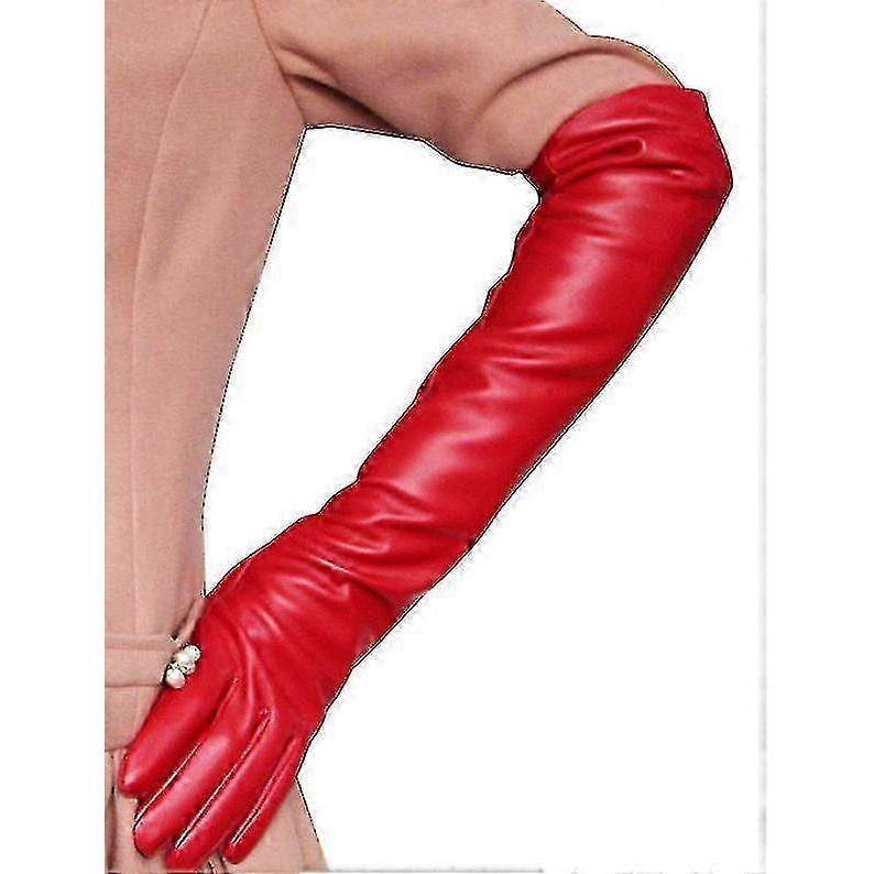 Elegant Mitten Gloves for Women Leather Silky Lining 50cm NS2