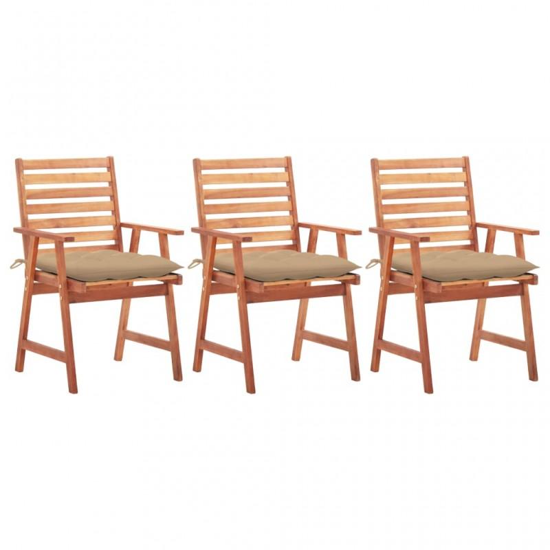 Day and Night - Day and Night Garden Dining Chairs 3 Units Solid Acacia Wood and Cushions