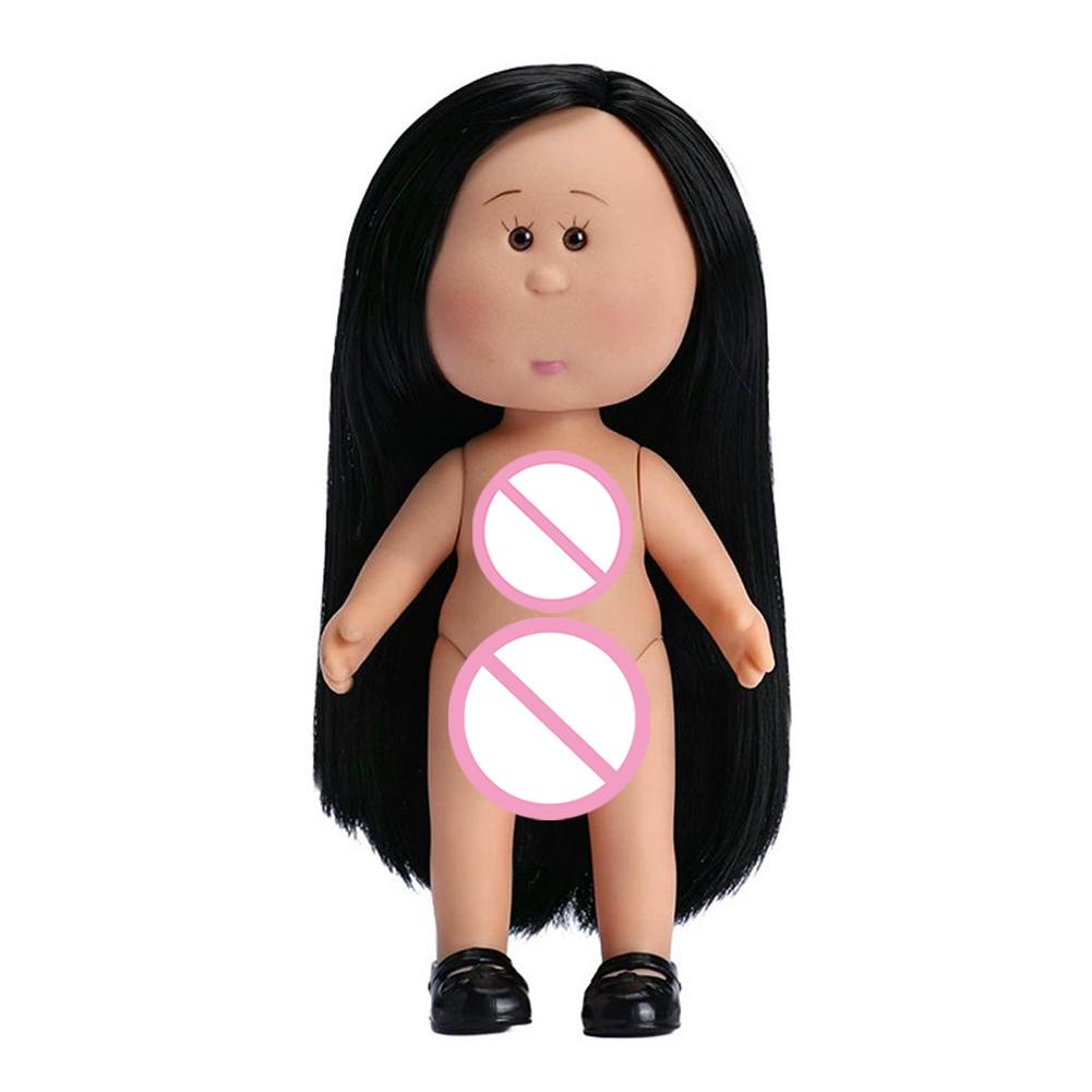 Girls Toy Curly Hair 14cm Bean Eye Vinyl Doll Dress Up Dark Skin Mia Potato Dolls Movable 14cm Action Figure Body Children Gift