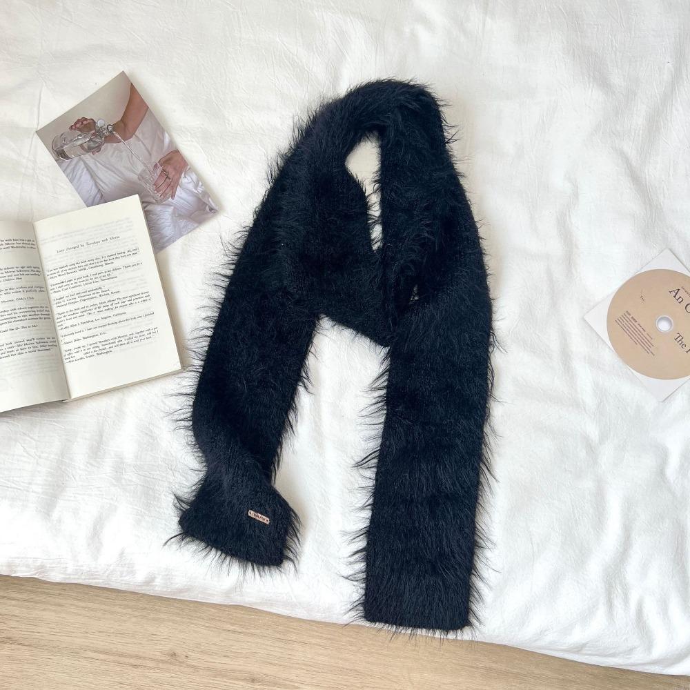 Solid Color Thin Long Scarves Soft Plush Y2K Girl Scarf Outdoor Mohair Women Scarf  Female