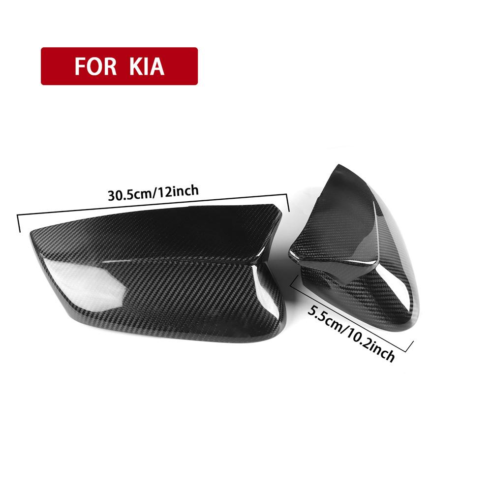 2Pcs Black Carbon Fiber Add-On Mirror Cap Cover Trim For Kia EV6 2022 2023 2024