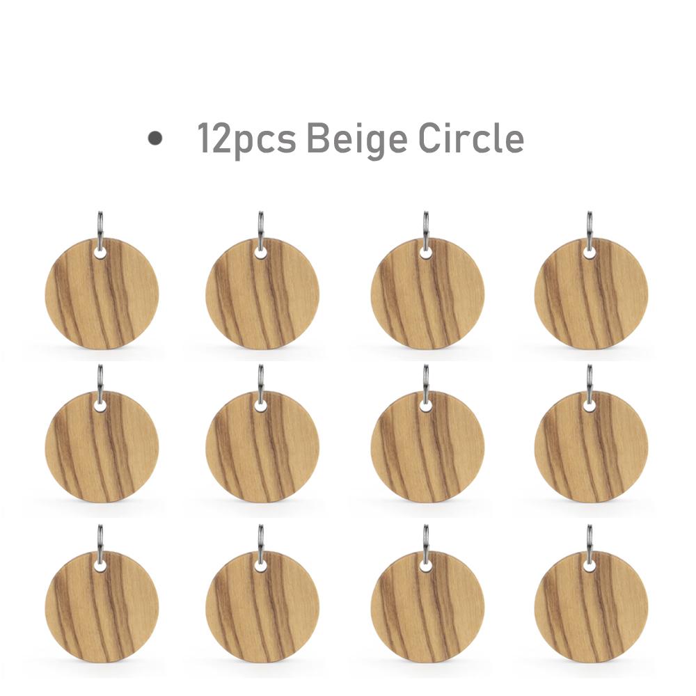 12pcs Wholesale Cat Collar Accessory Wood Dog Bone Puppy Blank Nameplate Round Tags For Dogs Keyrings