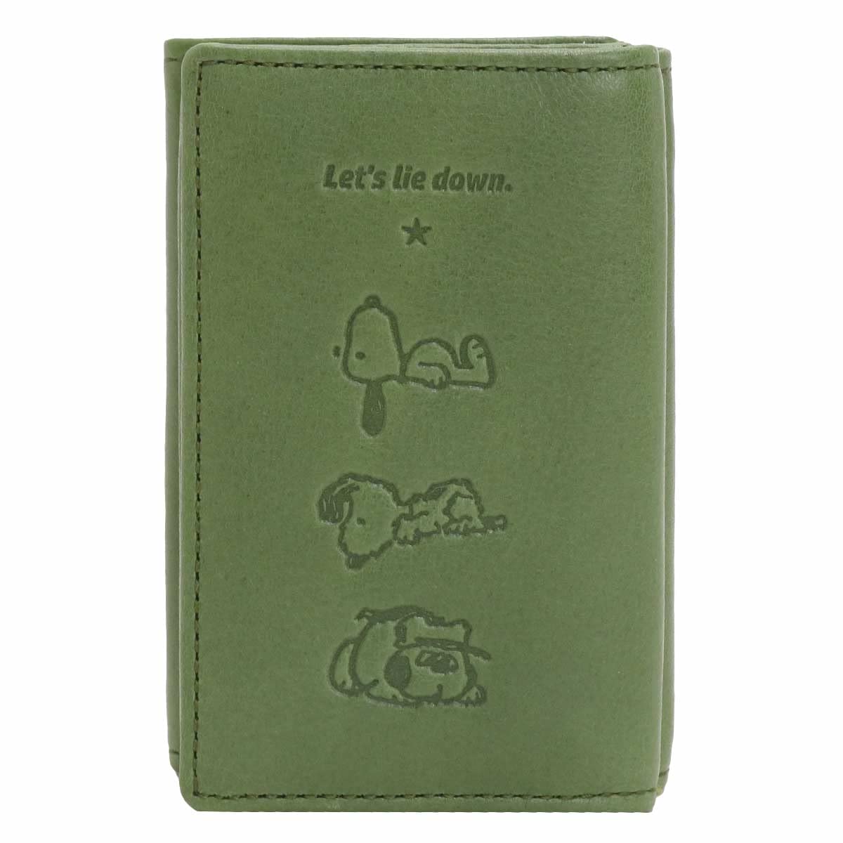 

Lie Down Lie Down Series Compact Trifold Wallet Small Genuine Leather Cowhide Thin Mini Wallet Card Storage Sustainable Leather Green [Peanuts]