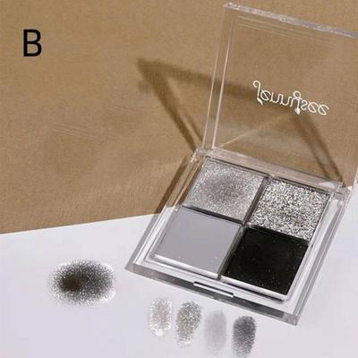Jannysee-Fun Eyeshadow 4 Colors Olive Green Blue Low Saturation Gray Powder Matte Pearlescent Eyeshadow, 1pc