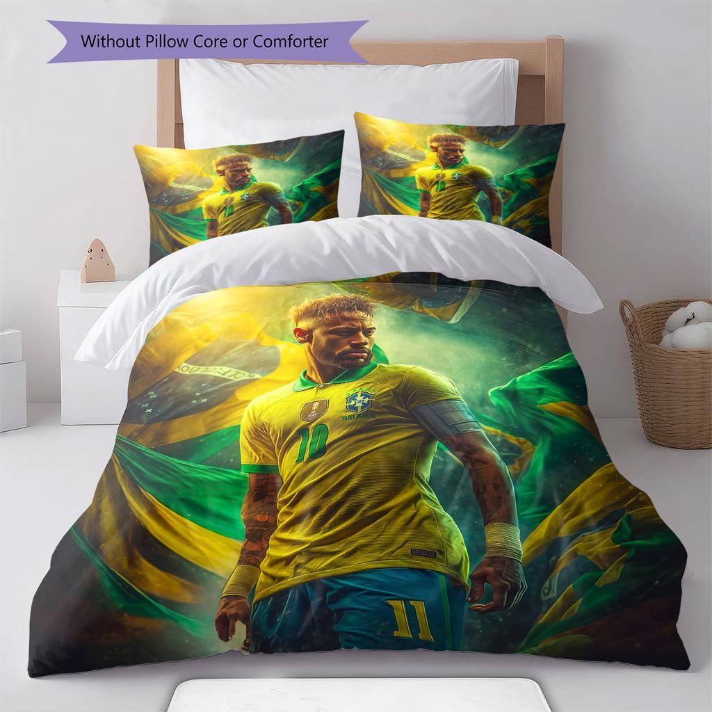 Neymar Pattern Bedding,Quilt Set Quilt Cover Pillowcase Home Birthday Gift(1 * duvet cover + 2 * pillowcase, without core)