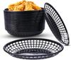 Plastic Food Basket 30pcs Oval Fast Food Serving Basket Black