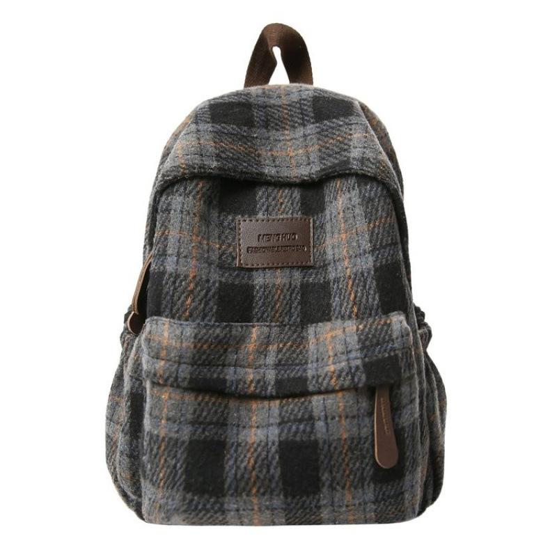 Zaino Scuola Giapponese ins Autunno Vintage a Righe a Quadri Zaino Scolastico Femminile Versione Coreana Zaino per Studente Scuola Media Zaino Versatile