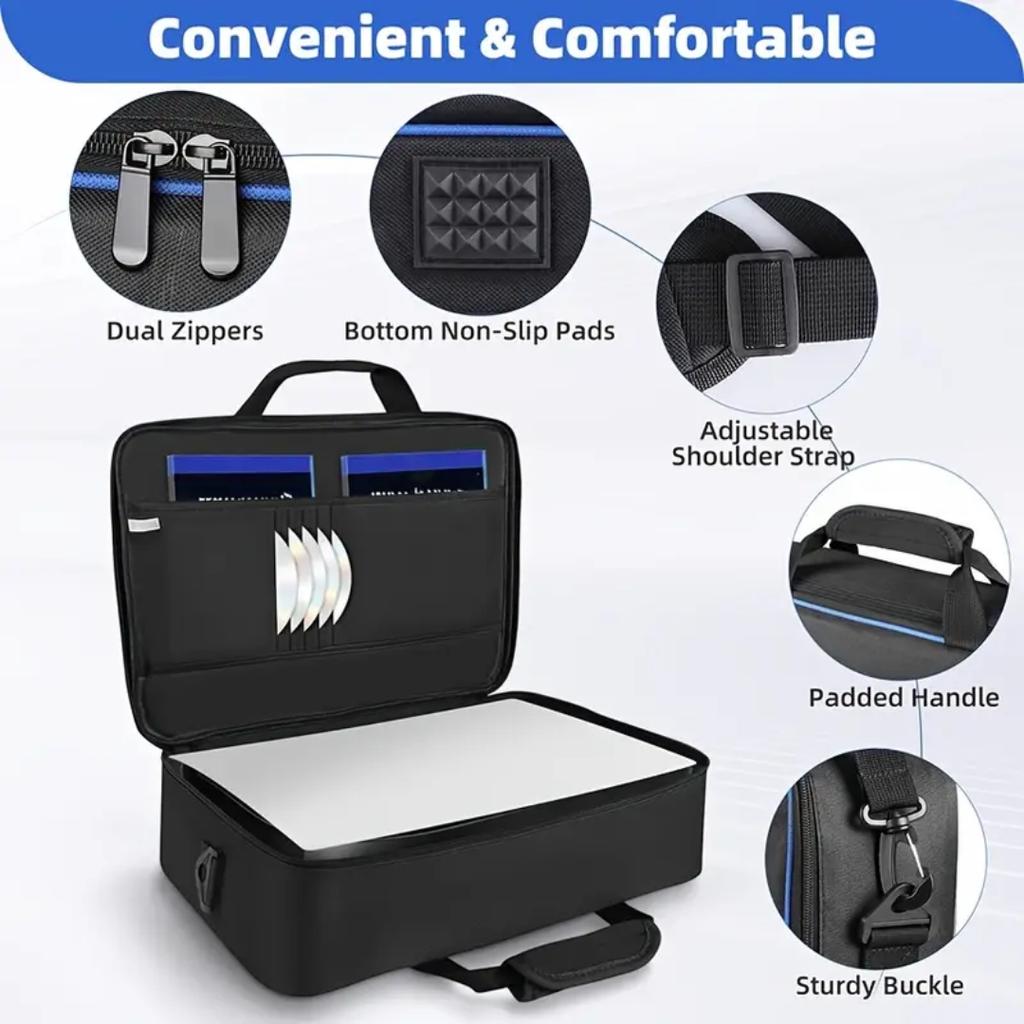1pc Carrying Case For PS5, Travel Carry Bag For PS5 Console Controller, Large Capacity Protective Storage Case Compatible