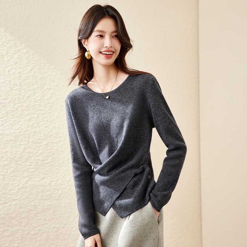 CARBAMMI Women s 100% Wool Round Neck Pullover Sweater M