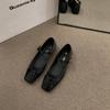 Flat-bottomed Small Silver Mary Jane Women's Shoes 2025 New Spring Square Head Small Fragrant Satin Black Evening Shoes