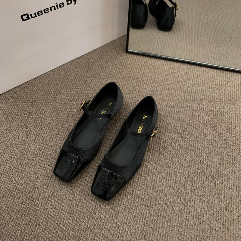 Flat-bottomed Small Silver Mary Jane Women's Shoes 2025 New Spring Square Head Small Fragrant Satin Black Evening Shoes