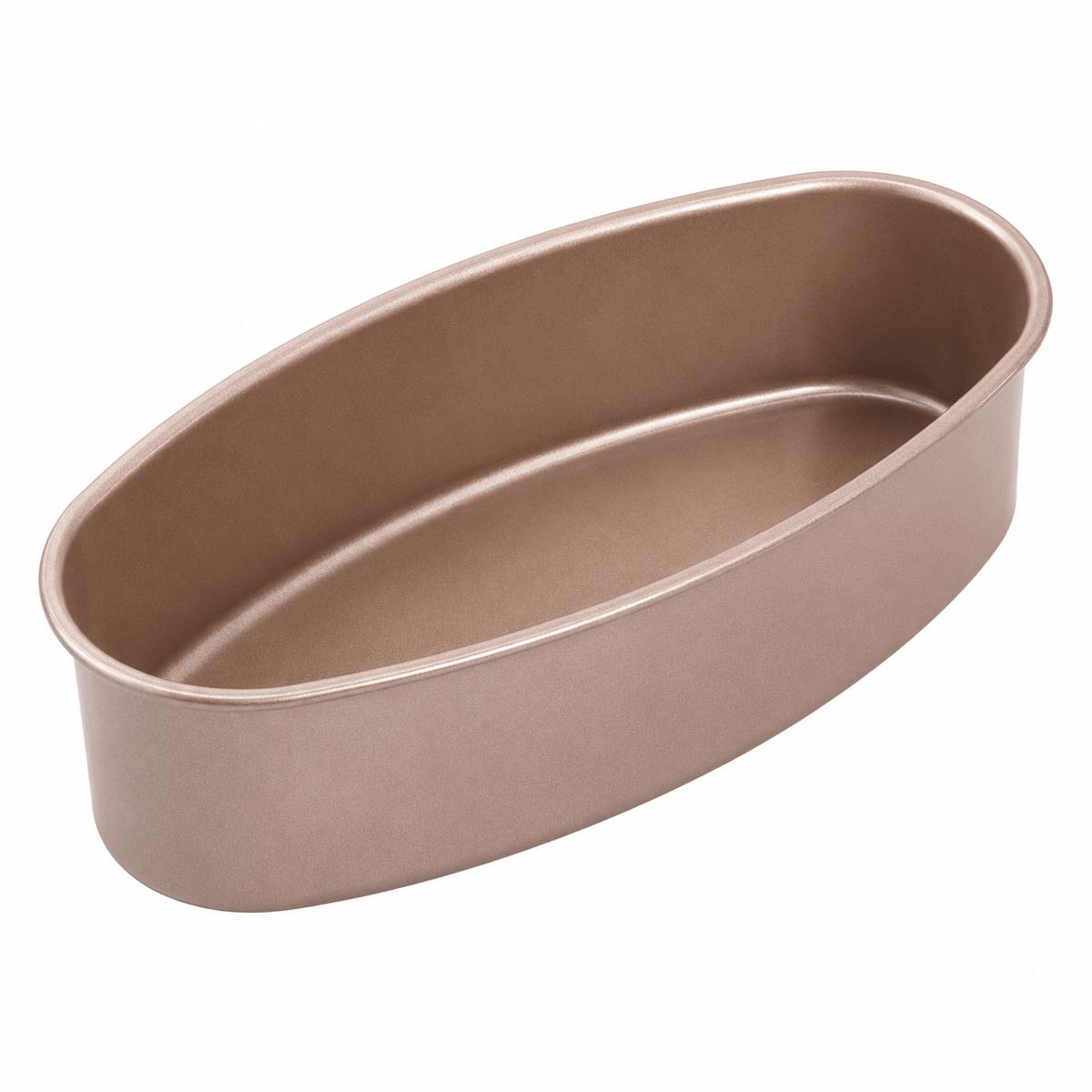 Golden oval cheesecake baking mold