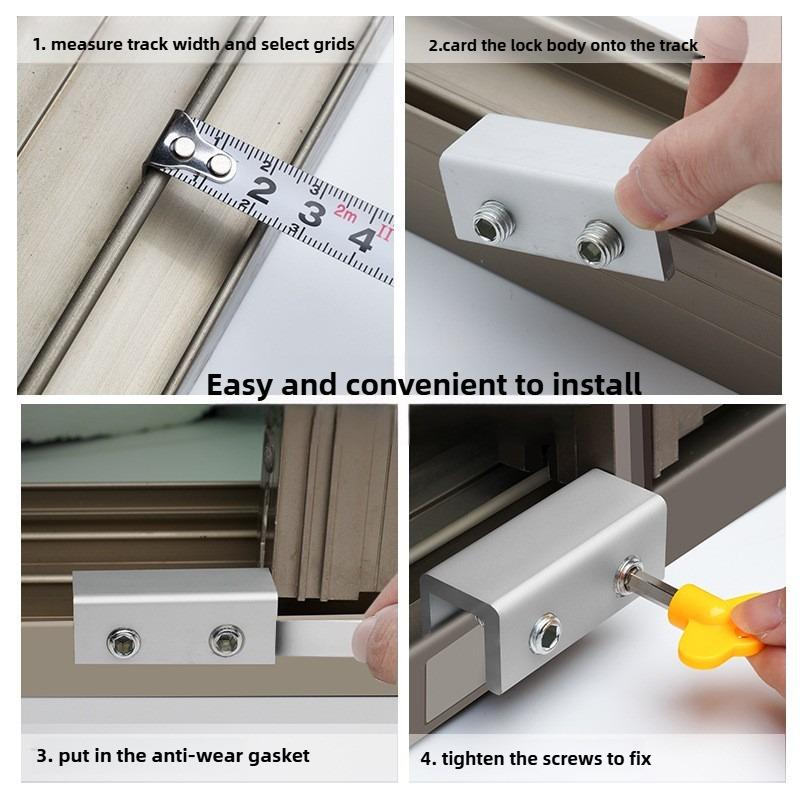 1pc Window Locks for Vertical and Horizontal Windows, Adjustable Aluminum Window Stoppers, No-Drill Install