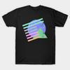 Men Black Print T-shirt Retro 80S Abstract Sun No-Cut Transfer Paper Print Cotton Tshirt
