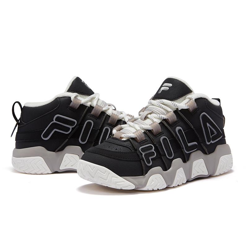Fila Fusion Buster Mid Top Retro Basketball Shoes Women Sneaker Black White T12W443221FBS