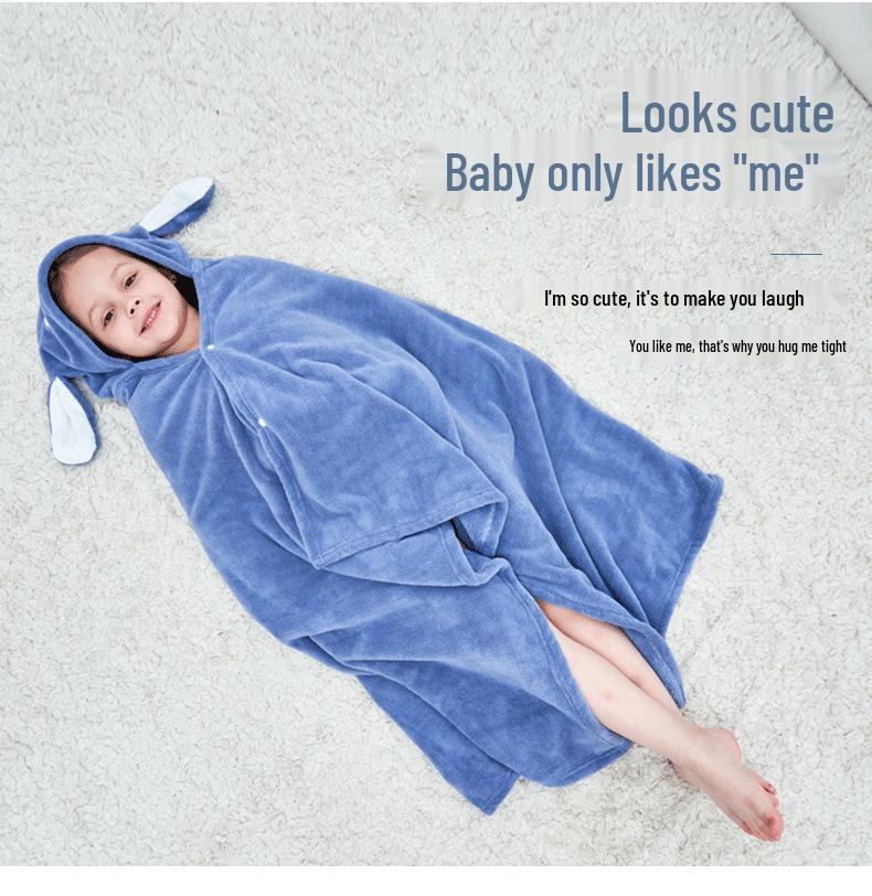 Children's Hooded Bathrobe - Coral Fleece Cartoon Design for Infants and Toddlers