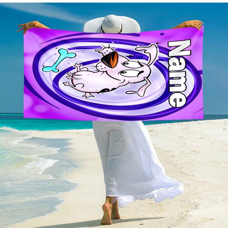 Personalized Customized Proof Beach Towel with Courage the Cowardly Dog Pattern - Soft, Absorbent, Quick-drying, Perfect Swimming, Camping&bathing