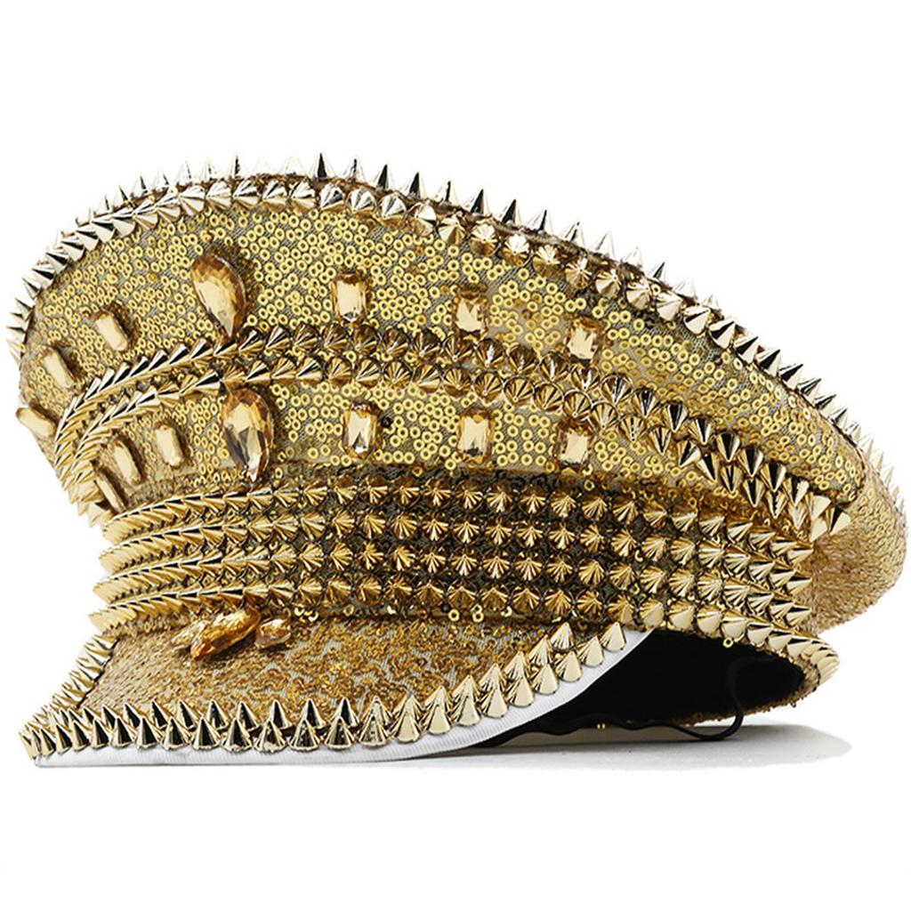 Cappello da Capitano con Paillettes Cappello da Marinaio di Cristallo per Feste Disco House Cocktail Vacanze Scintillante di Cristallo per Comico Attore