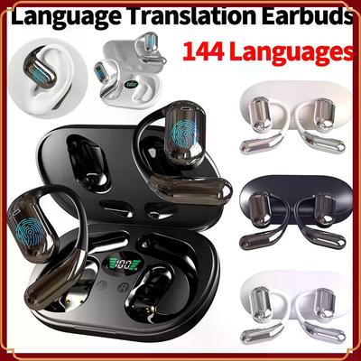 Wireless BT Translation Earbuds Real Time 144 Languages Language Translator Earbuds 3-in-1 for Travel Business and Learning