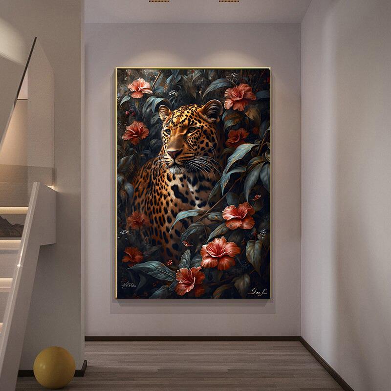 Tropical Animals Fantasy Poster Leopard In Jungle Canvas Painting Wall Prints Picture for Living Room Home Decor