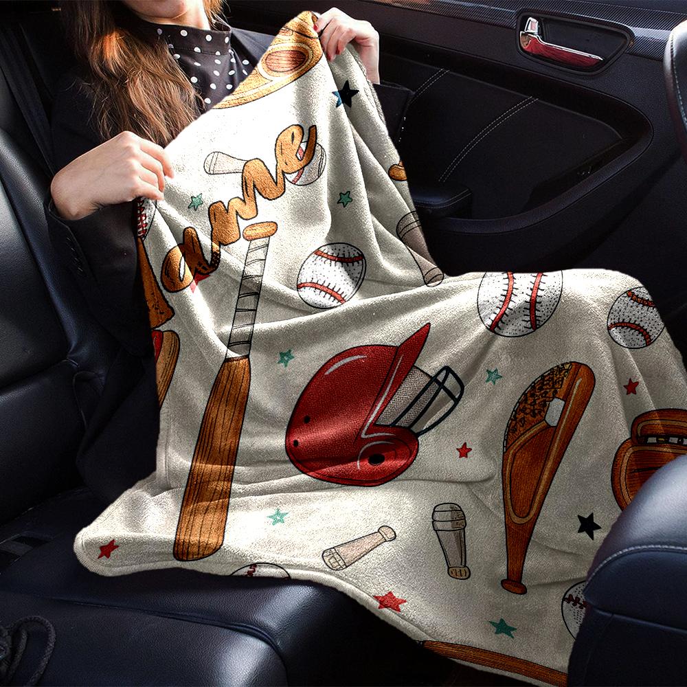 Custom Name Baseball Theme Printed Blanket - Perfect for Couch, Bed, Travel & Outdoor Use | Machine Washable, Cozy & Durable.