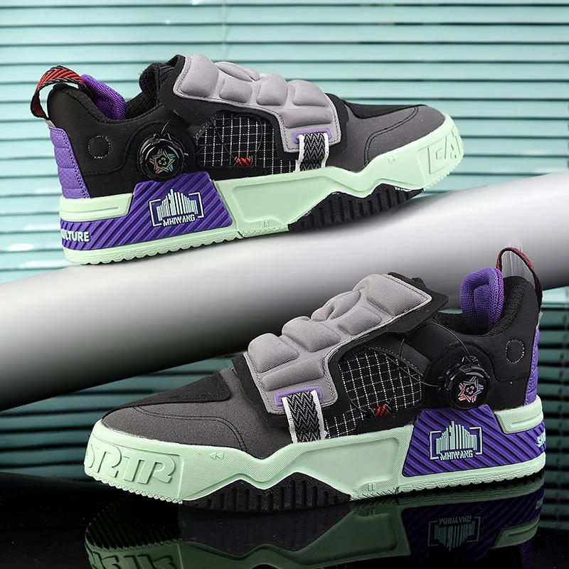

2024 Latest Men s Thick soled Height Increasing Casual Skateboarding Shoes with Rotating Buckles for Youth Running Sports Shoes 44