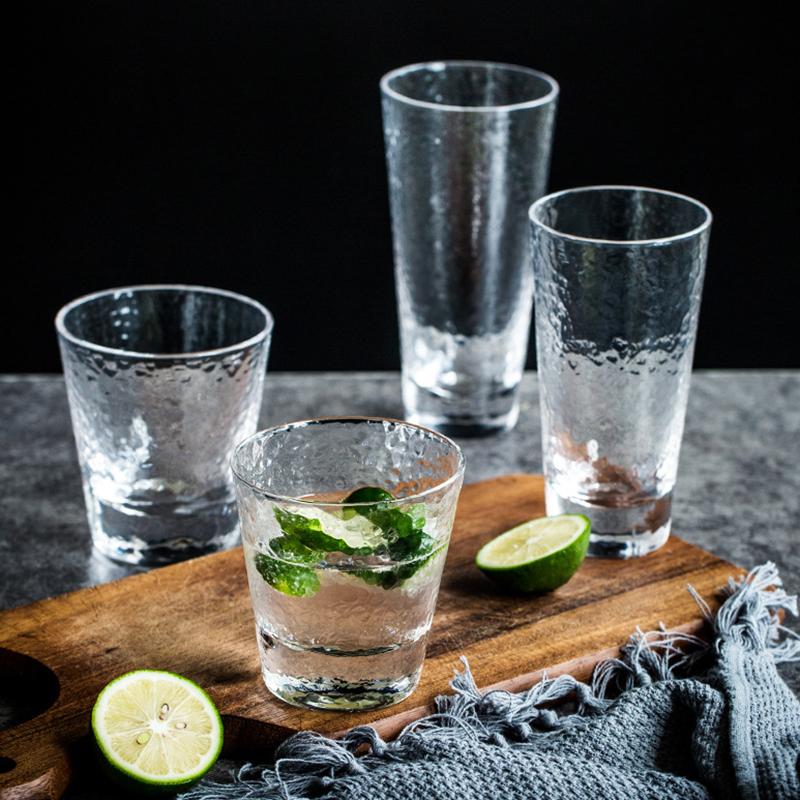 330ml Gläser Transparentes Wasserglas Getränkeglas Geprägtes Glas Hitzebeständiges Teeglas Großhandel Kreatives Hammer Muster Glas