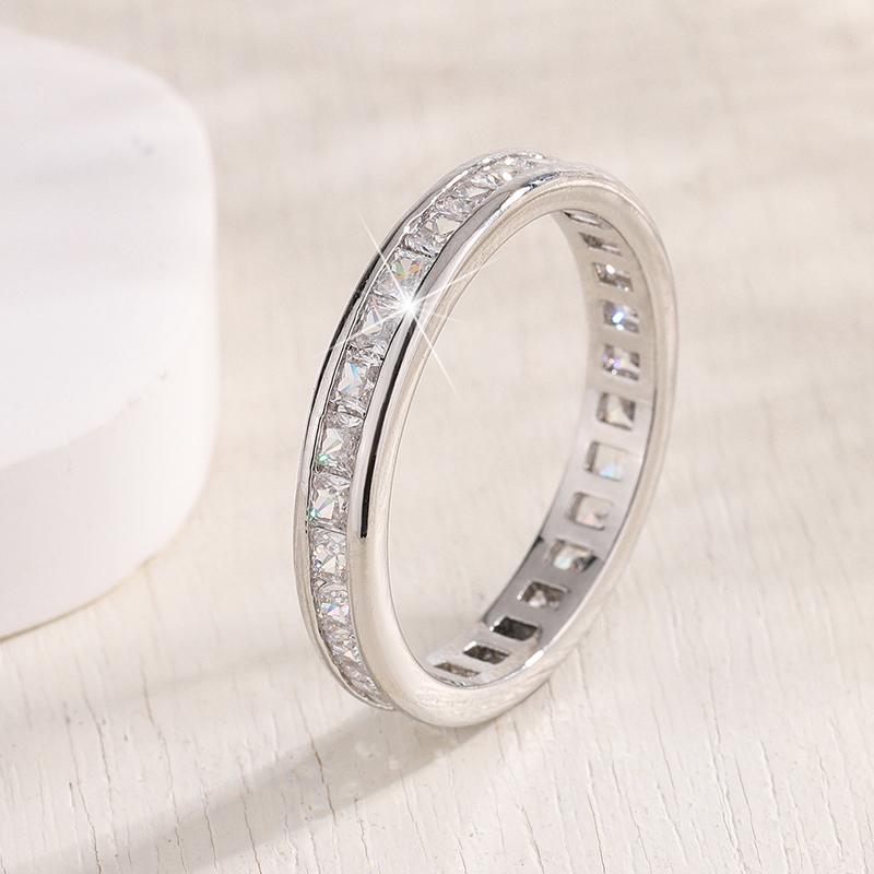 

Full Princess Cut Zirconia Ring for Women 925 Silver Plated Lab Diamond Engagement Wedding Rings Fine Jewelry Bands 6