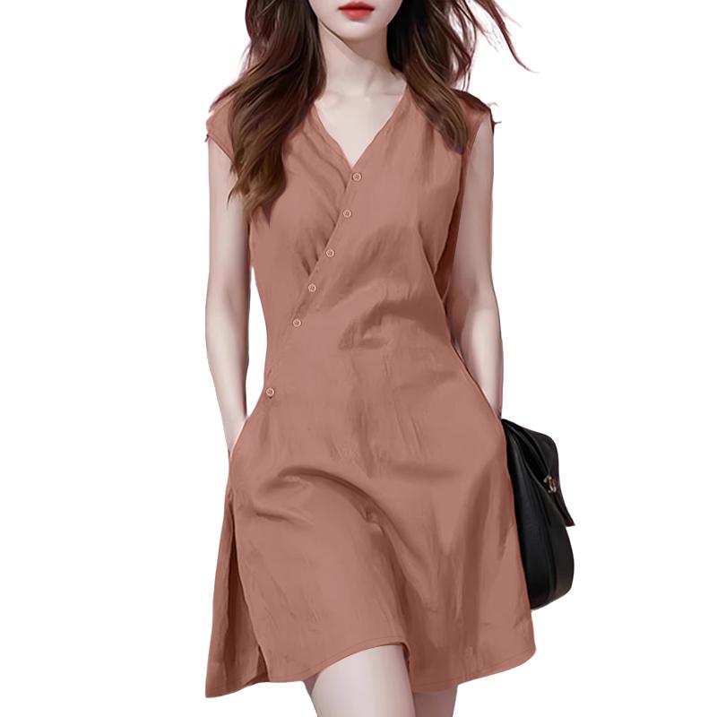 ZANZEA Women Summer Casual V-Neck Loose Sleeveless Dress