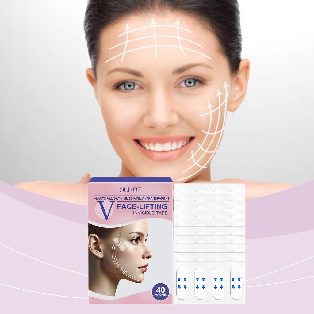 Facial Lifting Tape Skin Tightening Face Contour Anti-Wrinkle Lift Strips Easy Application Firming Lifting Patches 40pcs