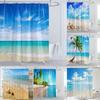 Sunshine Beach Scenery Seaside 3D Shower Curtain Landscape Printed Polyester Fabric Bath Curtains Bathroom Waterproof Curtain