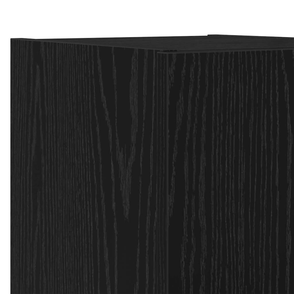 Wall Mounted TV Cabinet with LED Lighting Black Oak Effect 30.5 X 35 X 30 Cm