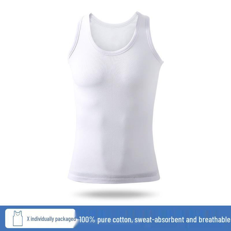 Men's All-Season Pure Cotton Tank Top Casual Undershirt
