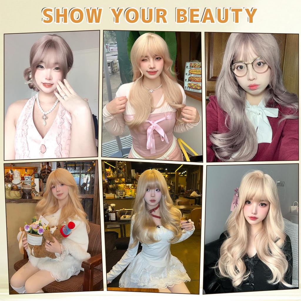 FORCUTEU Full Small Heat Everyday Included Wig, Blonde, Long, Curly, Wavy, Wig, Natural, Fashionable, Face, Resistant, Use, Net/Comb